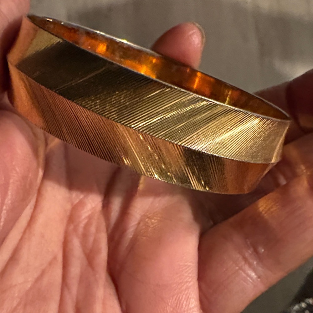 Vintage Gold Monet Chevron Pattern Bangle
